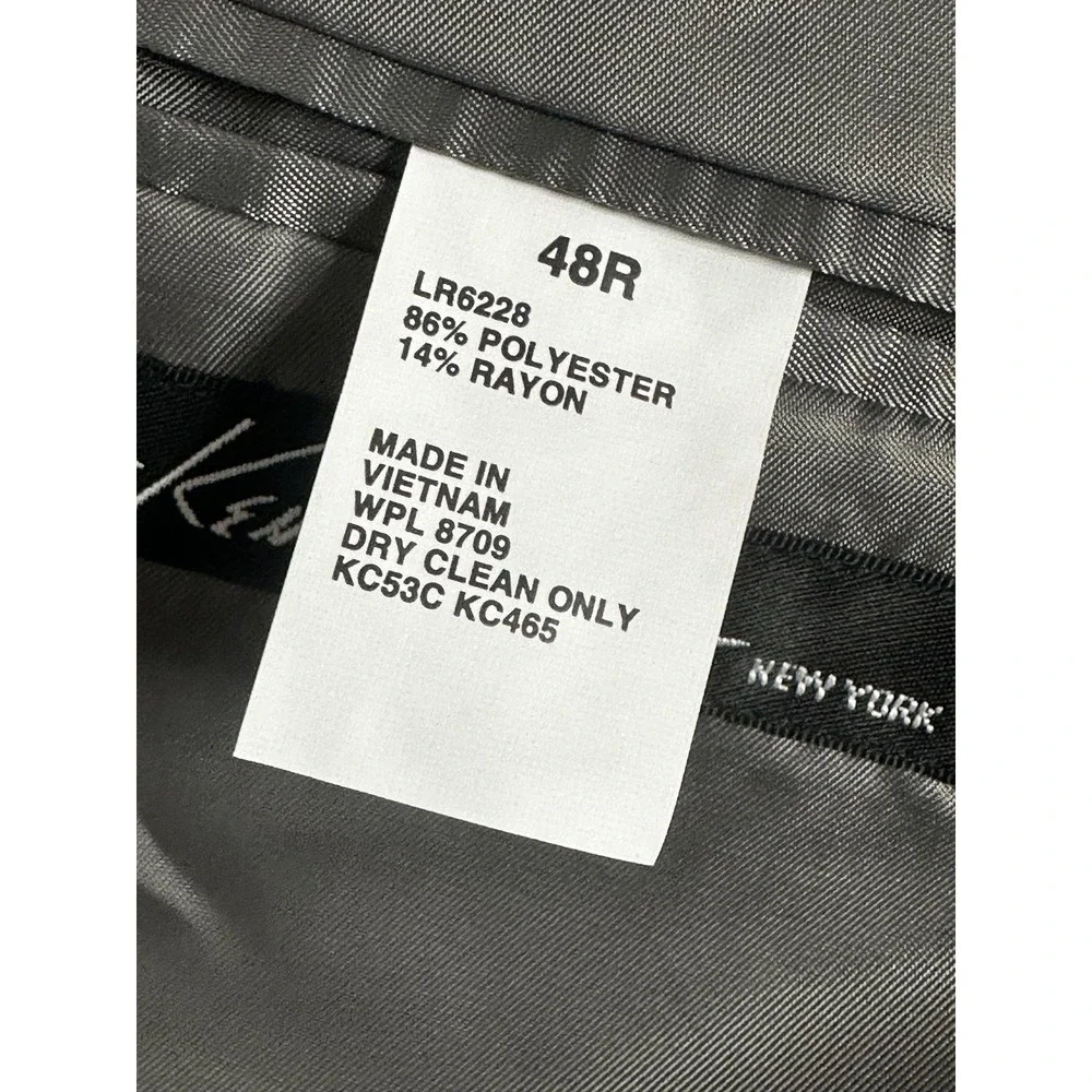 Kenneth Cole Blazer Mens 48R Gray Two Button Suit Jacket Sport Coat Classic Fit